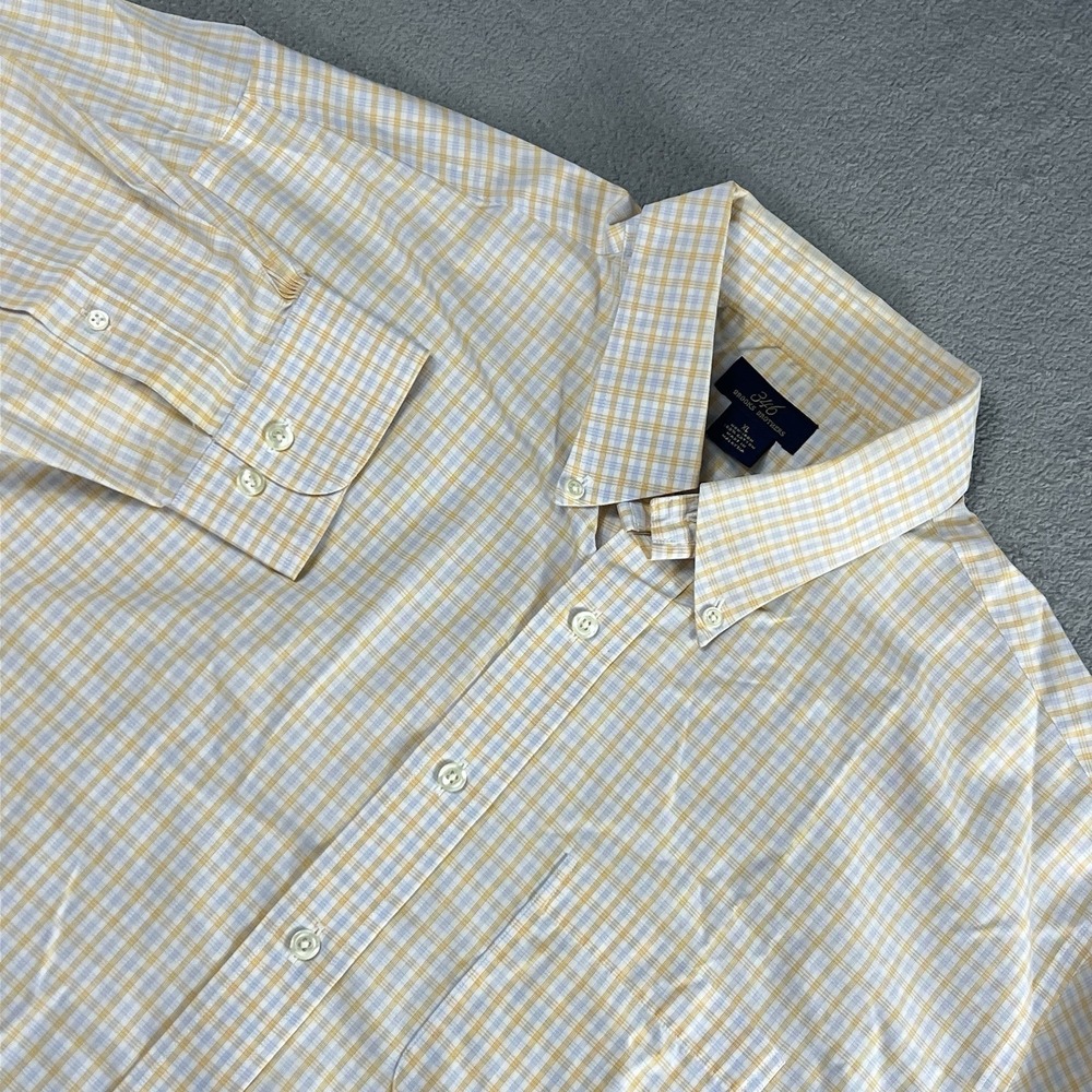 Brooks Brothers Mens XL Cotton Long Sleeve Button Down Shirt Yellow EUC